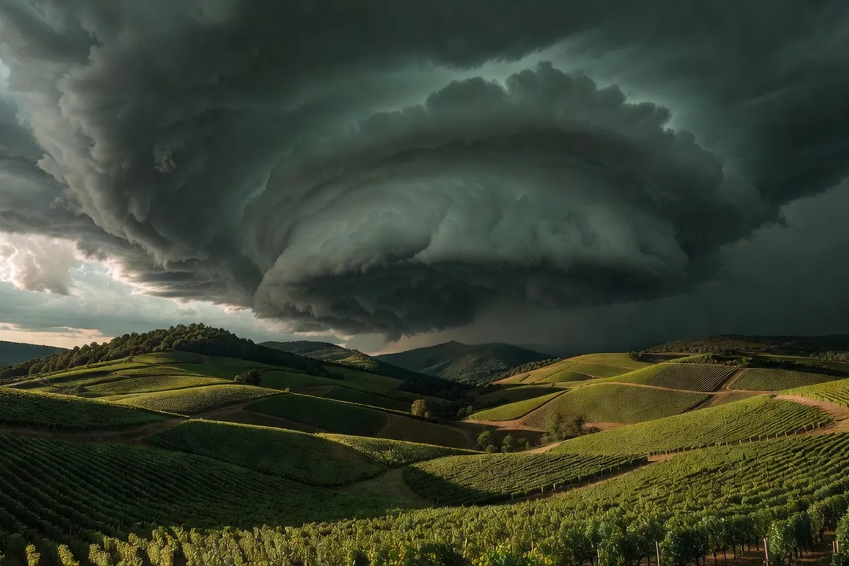Orage de grêle violent au-dessus du vignoble du Jura